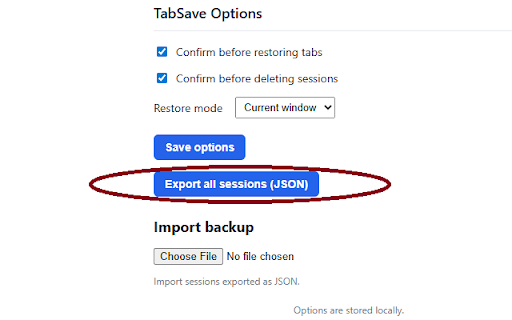 TabSave :: Save tabs into safe sessions, restore anytime, and export backups.