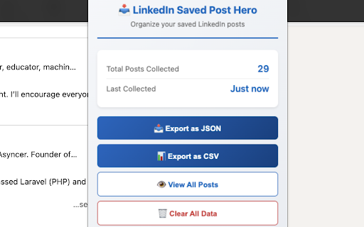 LinkedIn Saved Post Hero :: Save and organize your LinkedIn saved posts with ease