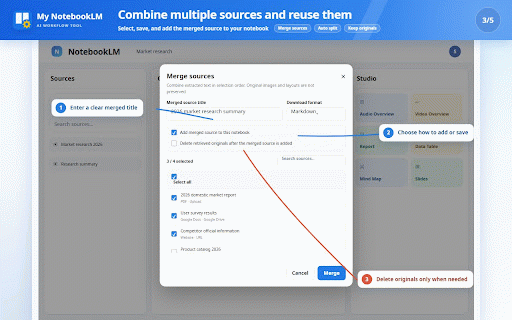 My NotebookLM :: Productivity tools for Gemini Notebook (NotebookLM), Gemini, and ChatGPT - export chats, bulk-delete items, and manage prompts.