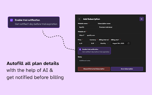 Trialguard :: Track subscriptions and get notified before trials expire