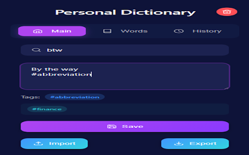 Personal Dictionary :: A personal dictionary for your work terms