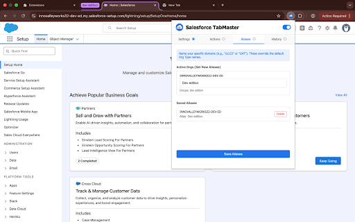 Salesforce TabMaster :: Master Salesforce tabs: auto-grouping, custom favicons, aliases & history. Easily identify Production, Sandbox, and Dev orgs.