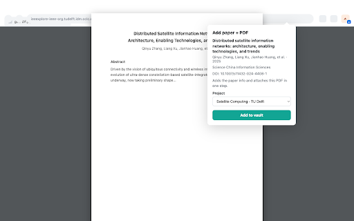 Scholaris :: Detects the paper or PDF you’re viewing, checks it against your Scholaris vault, and adds it (info, PDF, or both) in one click.