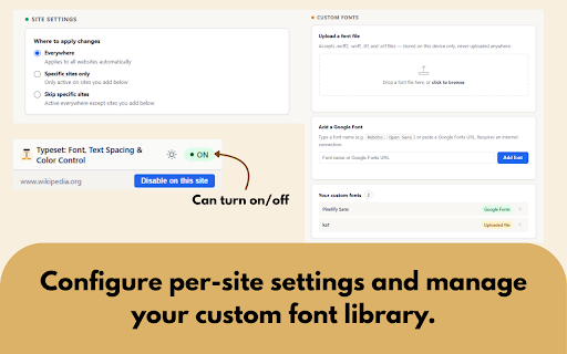 Typeset: Font, Spacing & Color Control :: Customise fonts, text spacing, and colors on webpages.