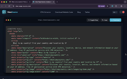View Page Source :: View source code, detect 100+ web technologies, and analyze SEO — meta tags, structured data, frameworks, and more.