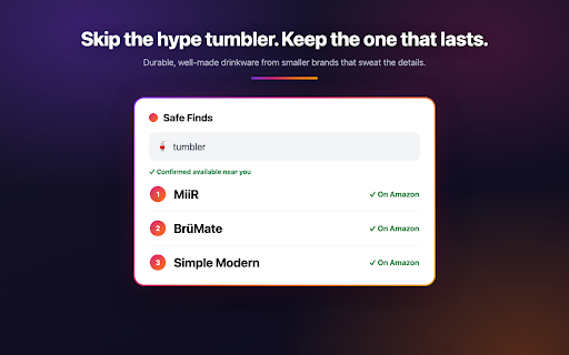 Safe Finds :: Discover the best small and independent brands as alternatives to big corporate brands while you shop on Amazon.