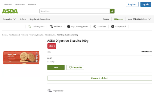 UPF Scanner – Spot Ultra-Processed Food :: Identify ultra-processed foods on UK supermarket websites using NOVA classification