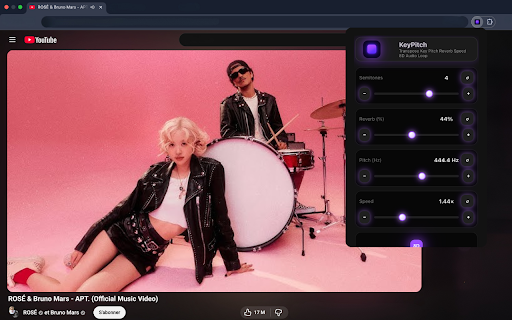 KeyPitch :: YouTube real-time pitch changer, key transposer, speed controller, reverb & 8D audio enhancer tool. For karaoke, singers, musicians.