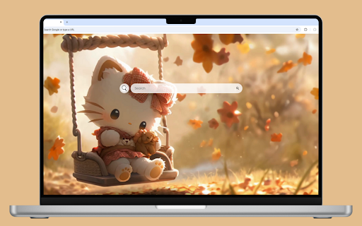 Hello Kitty Fall Live Wallpaper :: Hello Kitty swinging on a swing with an autumn theme, warm light shining from behind.