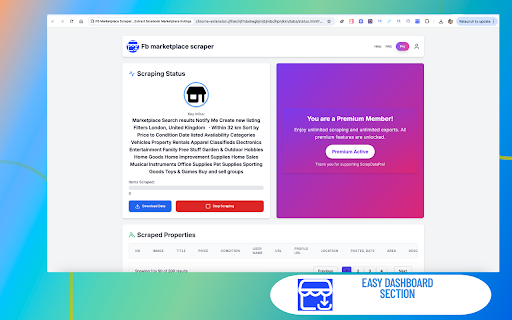 FB Marketplace Scraper , Extract facebook Marketplace listings :: Scrape and export product data from Facebook Marketplace. Easily collect item informations to use for market analysis and reselling.