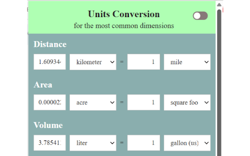 Units Conversion :: Minimal offline unit converter for daily life dimensions.