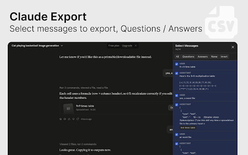Claude Export – Export Chats to PDF, Markdown & JSON :: Export Claude conversations to Markdown, JSON, CSV, TXT and HTML. Select messages or bulk backup your chats.