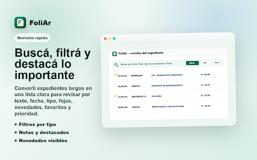 FoliAr :: Biblioteca inteligente de expedientes PJN/MEV/EJE con movimientos, agenda, notas y licencia mensual.