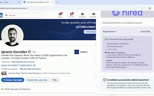 Hired Extension :: Chrome extension for Hired platform integration