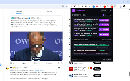 StreamFlow: Video & Stream Downloader :: Detects and downloads videos and audio streams (including HLS/M3U8) directly to your download directory.
