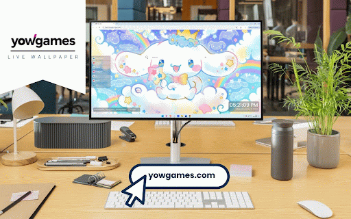 Cinnamoroll Rainbow Live Wallpaper :: Royal Cinnamoroll with golden crown floating on cloud amid rainbows and stars in dreamy blue sky.