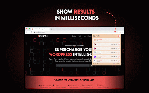 WPoptic - Detect WordPress plugins and theme instant on websites :: Instantly detect over 20.000 WordPress plugins and themes.