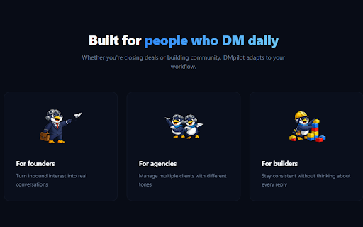 DMpilot :: AI copilot for replying to X and Twitter DMs.