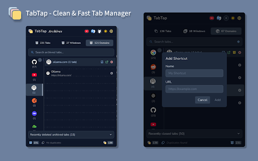 TabTap - Clean & Fast Tab Manager :: Search, organize, and manage tabs with ease. Make browsing simple and stress-free.
