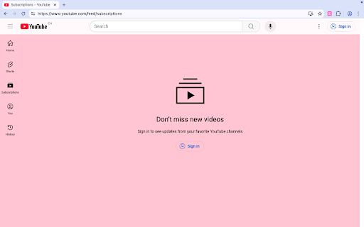 Pastel Pink YouTube :: Changes the background color of YouTube pages to a pastel pink color.