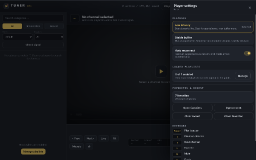 Tuner: M3U & Live Stream Player :: Play and organize your own legal M3U, HLS, DASH, MP4, and MPEG-TS streams in Chrome.