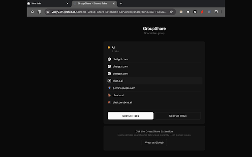 GroupShare :: Share Chrome Tab Groups as a single link. Recipients open all tabs instantly.