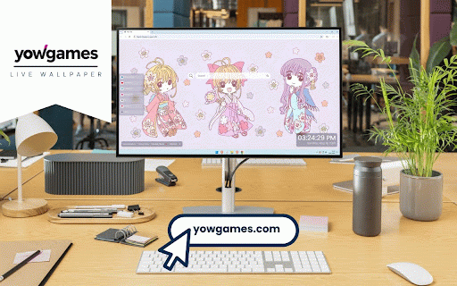 Cardcaptor Sakura Live Wallpaper :: Sakura Kinomoto and friends in beautiful kimono attire surrounded by delicate cherry blossoms against soft lavender background.