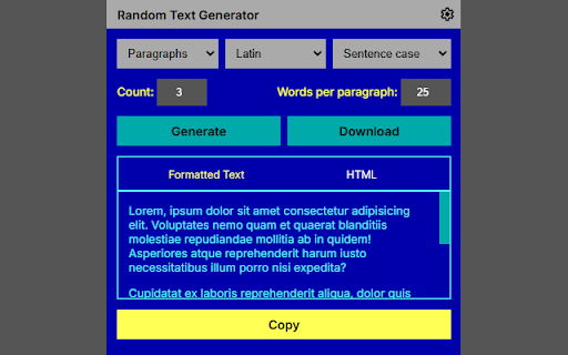 Random Text Generator :: A simple and efficient random text generator, including Lorem Ipsum, for various content needs.