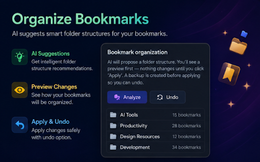 AI Workspace Manager :: AI tab manager and bookmark organizer. Organize Chrome tabs into tab groups, save workspaces, and clean duplicate tabs.