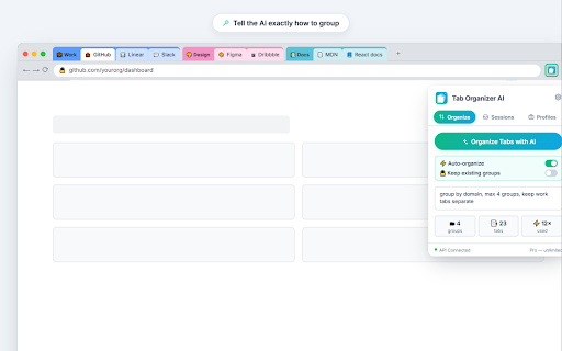 Tab Organizer AI :: Organize your tabs by topic with one click using AI