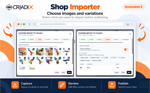 Criadix Shop Importer :: Capture products and reviews from supported marketplaces and import them through Criadix Shop Importer.