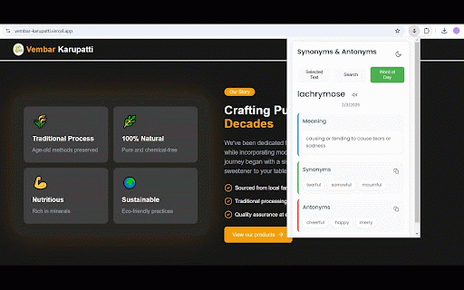 Synonyms Finder :: Ai based extension to find synonyms and antonyms of words