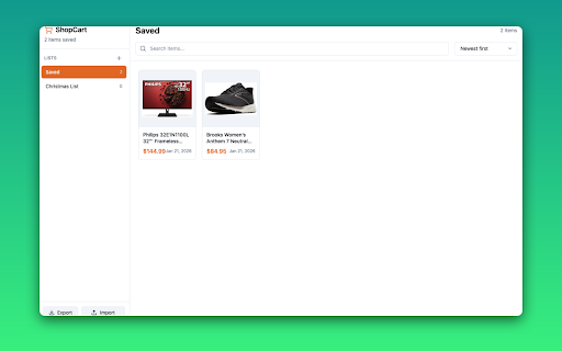 ShopCart :: Save Amazon products to custom lists