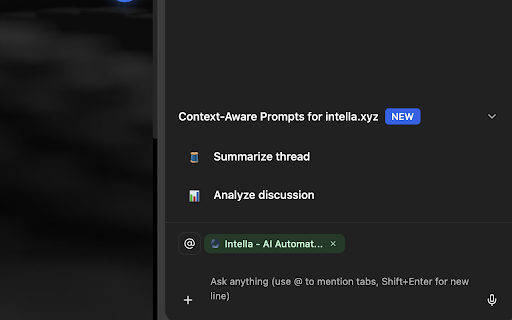 Intella :: Smart memory browser extension that enhances browsing and chat experiences by remembering key details from your web activity.