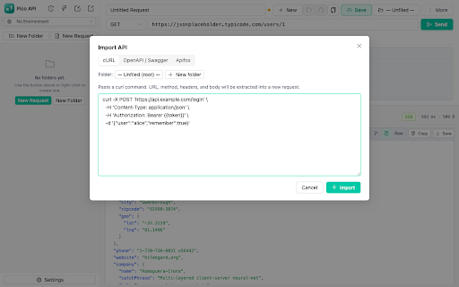 HTTP & REST Client - Pico API :: Lightweight HTTP & REST client for Chrome. Send requests, debug APIs, stream responses. Data stays local: no account, no tracking.