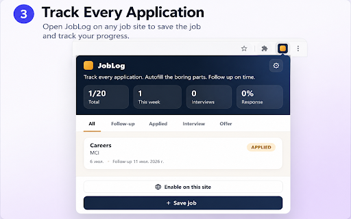 JobLog — Application Tracker & Autofill :: Autofill job applications, track follow-ups, save job descriptions, and organize your job search locally.