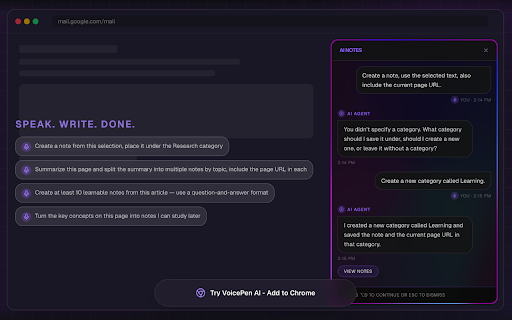 VoicePen AI - Speech-To-Text Dictate :: The fastest way to write, think, and capture ideas on the web