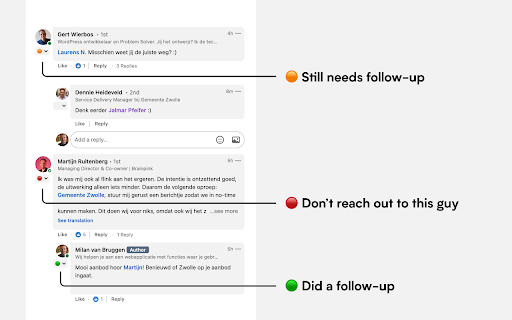 LinkedIn Comment Labels :: Turn LinkedIn comments into checklists for structured follow-up. Easily track and manage your responses, ensuring you don't miss…