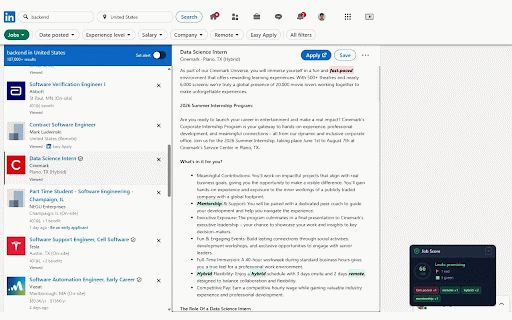 Job Score :: Analyze and score job listings on LinkedIn, Glassdoor, Indeed and more based on your custom green and red flag keywords.