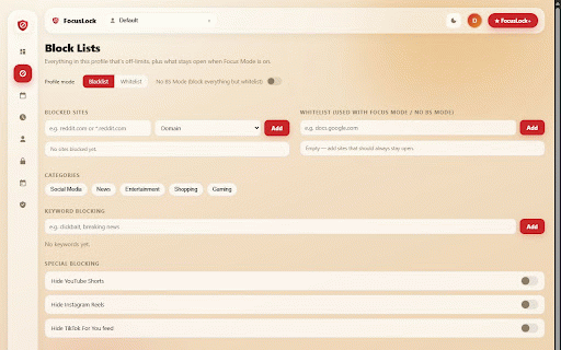 FocusLock – Website Blocker, Ad Blocker & Focus Timer :: Blocks distracting sites and ads, limits your time on them, and runs focus sessions so you browse with fewer interruptions.