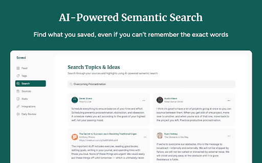 Screvi — Stop Forgetting What You Read :: Save Bookmarks and highlights from eReaders, X, YouTube, and the open web.