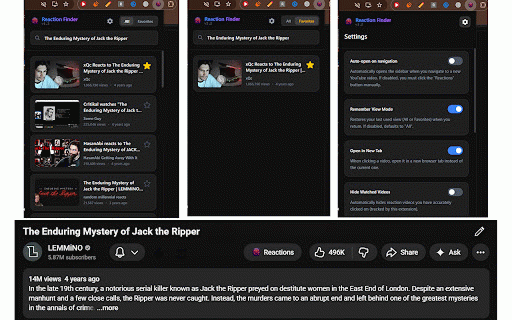 Reaction Finder :: Find reaction videos for the YouTube video you are watching.