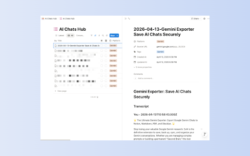 Bulk Export Gemini to PDF, MD(Obsidian), and Notion :: Bulk save Gemini chats. Export to Notion, Obsidian, PDF, and Markdown instantly.
