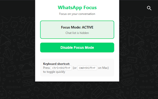 WhatsApp Focus - Hide Chat List :: Hides the chat list in WhatsApp Web to focus on the current conversation
