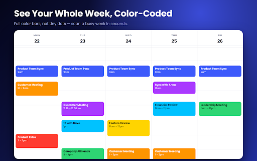 Calendar Color Rules :: Automatic coloring rules, manual overrides, and full color bars for Google Calendar.