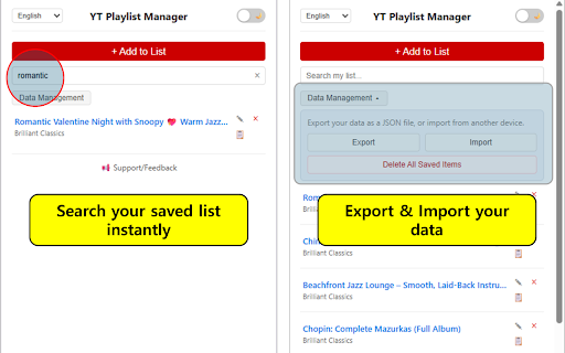 YT Playlist Manager :: Save and manage your favorite YouTube playlists and videos with search, dark mode, and export/import.