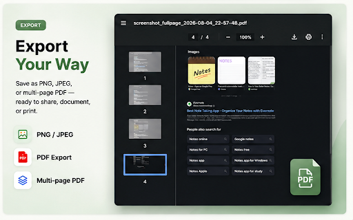 Instant Tab Screenshot :: Capture visible, area, full-page, or long screenshots as image or PDF. Right-click capture, preview annotation, instant copy.