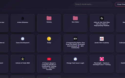 Bookie v2 :: Beautiful bookmark manager with Omarchy themes, live previews, search, and customizable grid. Replace your new tab page.