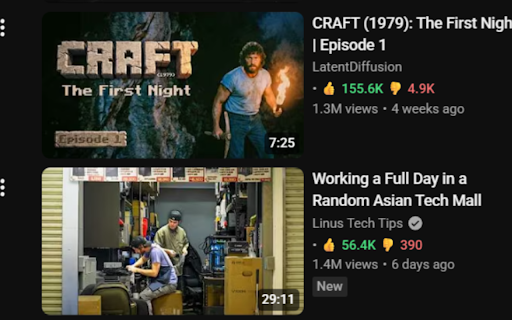 YouTube Dislike Preview :: See likes & dislikes on every YouTube thumbnail — instantly, no clicking required.