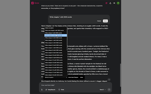 Grok Quick Prompt :: Provides quick prompt options with add/delete functionality on supported pages.